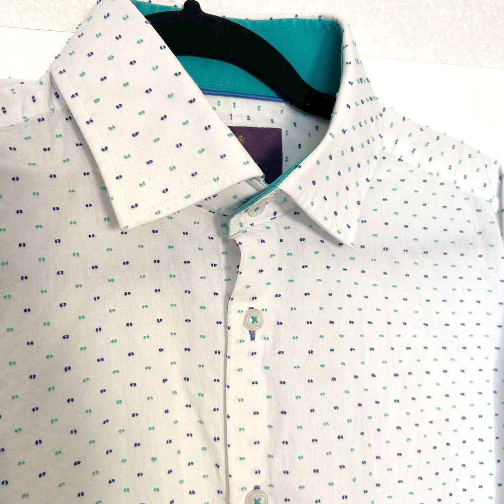 hawes & curtis Men's Large Dotted Brandon slim fit Button up Long Sleeve Oxford‎